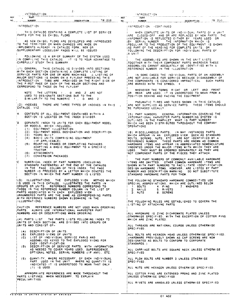 Схема запчастей Case IH 55 - (2) - INTRODUCTION 