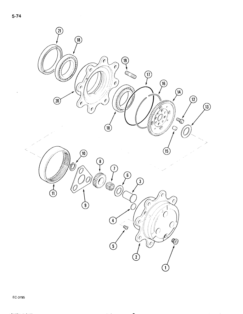 Схема запчастей Case IH 595 - (5-74) - MECHANICAL FRONT DRIVE CARRARO, PLANETARIES (05) - STEERING