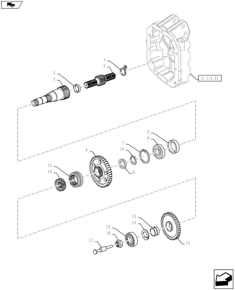 Схема запчастей Case IH PUMA 130 - (31.114.01) - VAR - 330800 - PTO 540/1000 RPM - GEARS & SHAFTS - W/ REVERSIBLE SHAFT (31) - IMPLEMENT POWER TAKE OFF