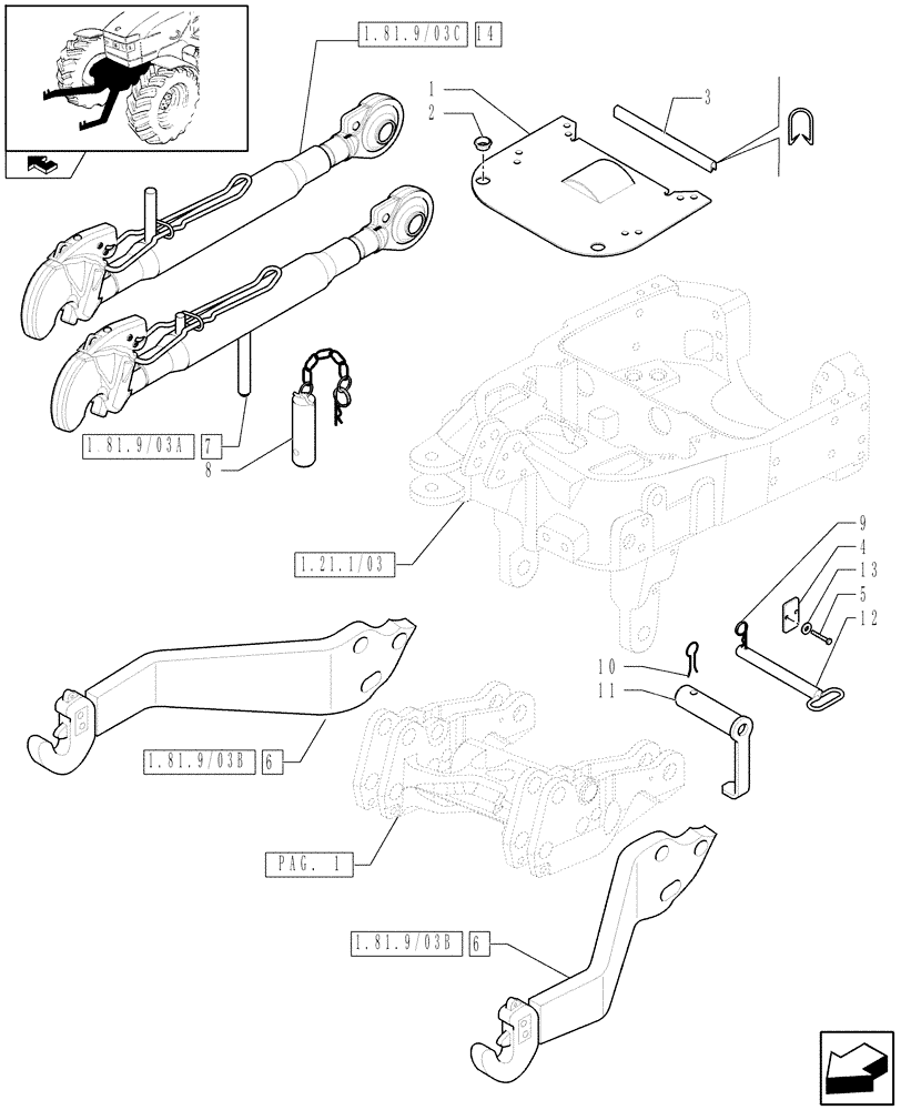 Схема запчастей Case IH PUMA 140 - (1.81.9/03[02]) - INTEGRATED FRONT HPL - IMPLEMENT ATTACHMENT - C6519 (VAR.330831-331831-332831-333831-330847-331847-332847-333847-334847-335847) (07) - HYDRAULIC SYSTEM