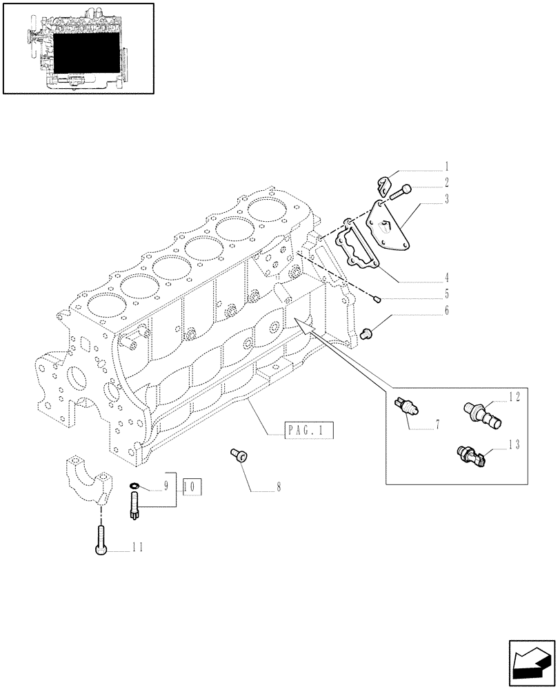 Схема запчастей Case IH MXM130 - (0.04.0[02]) - CYLINDER BLOCK & RELATED PARTS (01) - ENGINE