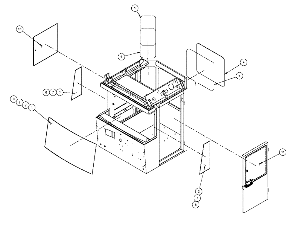 Схема запчастей Case IH FLX3300B - (01-018) - GLASS & GASKET (10) - CAB