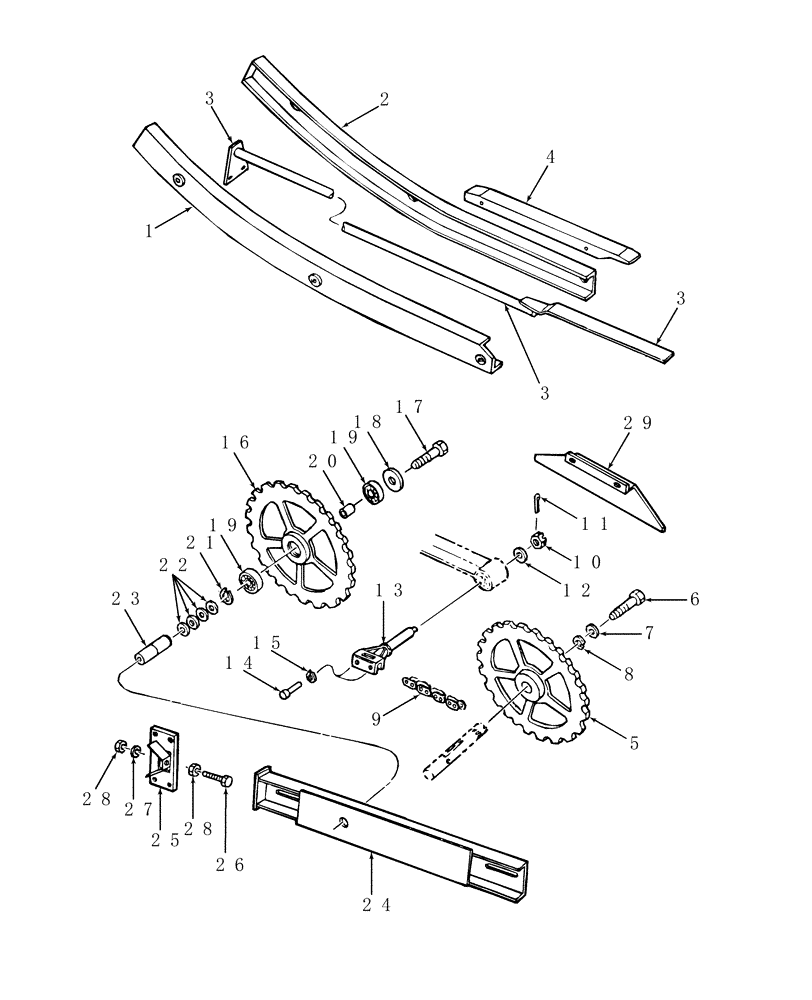 Схема запчастей Case IH SBX520 - (030) - FEEDER DRIVE CHAIN & TRACK, SBX520 (60) - PRODUCT FEEDING