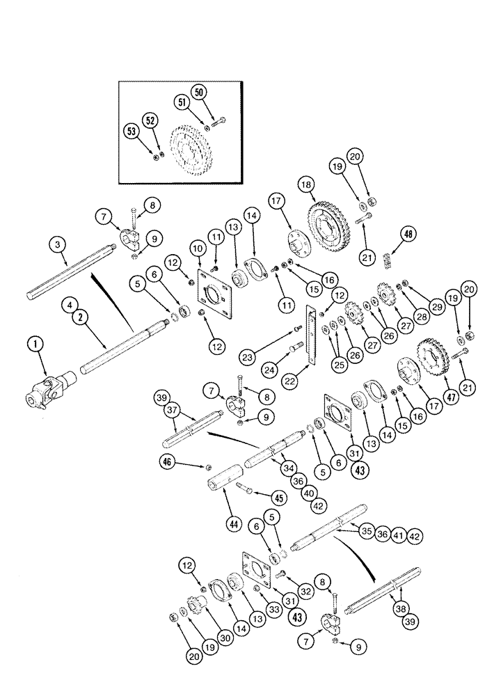 Схема запчастей Case IH 1054 - (09-15) - MAIN DRIVE - WITH SPROCKET HUB (1054, 1063) (09) - CHASSIS