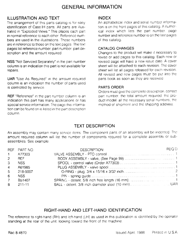 Схема запчастей Case IH 5100 - (001-2) - GENERAL INFORMATION 