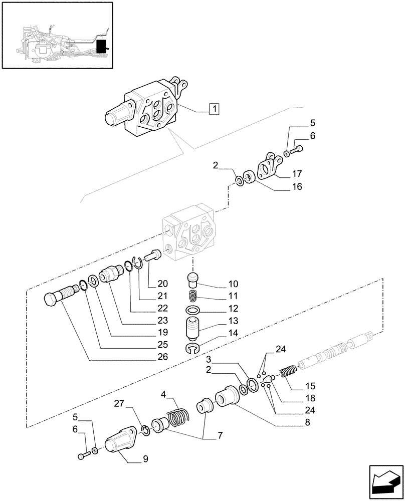 Схема запчастей Case IH JX80U - (1.82.7/11D) - (VAR.386-389) TWO FRONT CONTROL VALVES - CONTROL VALVE PARTS - C4903 (07) - HYDRAULIC SYSTEM