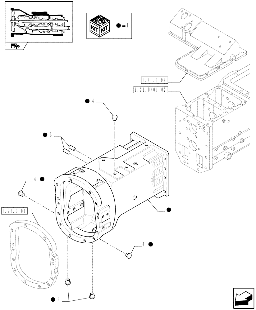 Схема запчастей Case IH FARMALL 70 - (1.21.0/01[01]) - 20X12 TRANSMISSION WITH SYNCHRO SHUTTLE AND CREEPER - TRACTOR BODY (VAR.335113-335115-336115-743904) (03) - TRANSMISSION