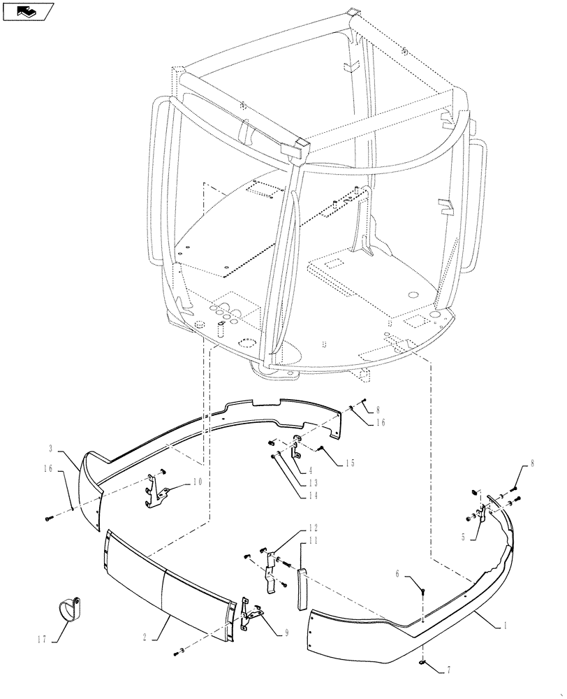 Схема запчастей Case IH STEIGER 600 - (90.150.08[02]) - CAB SKIRTS - STANDARD, DELUXE CAB, SUSPENDED (90) - PLATFORM, CAB, BODYWORK AND DECALS