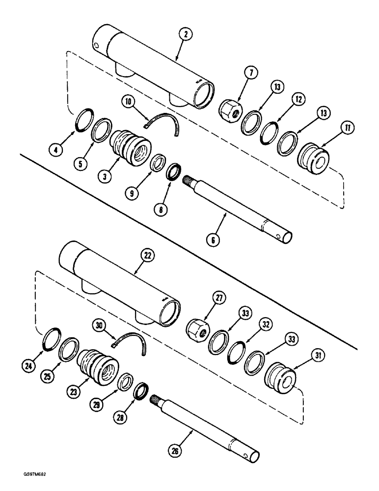 Схема запчастей Case IH 1660 - (8-116) - FEEDER CLUTCH CYLINDER, SEPARATOR CLUTCH CYLINDER (07) - HYDRAULICS