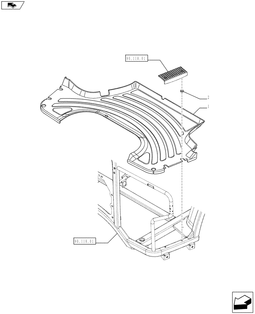 Схема запчастей Case IH FARMALL 65C - (90.116.06) - MAT - L/CAB (90) - PLATFORM, CAB, BODYWORK AND DECALS