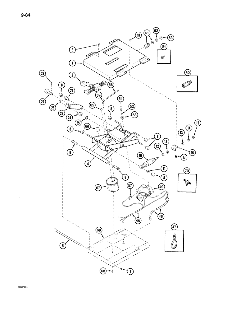 Схема запчастей Case IH 7140 - (9-084) - AIR SUSPENSION SEAT, SUSPENSION, PRIOR TO P.I.N. JJA0028200 (09) - CHASSIS/ATTACHMENTS