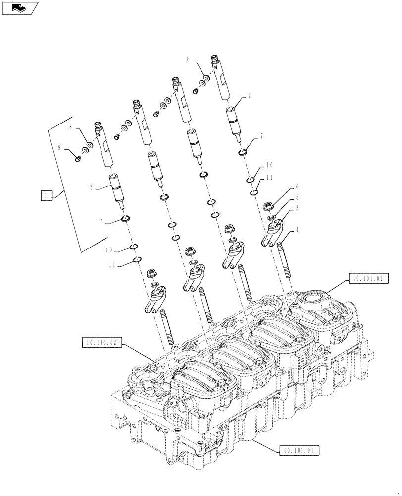Схема запчастей Case IH FARMALL 75C - (10.218.02) - FUEL SYSTEM INJECTOR (10) - ENGINE