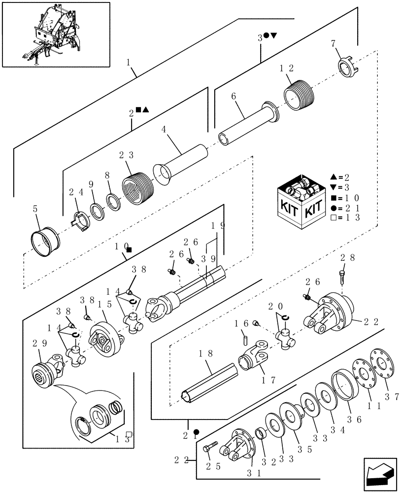 Схема запчастей Case IH RBX463 - (01.80) - POWER TAKE OFF, SLIP CLUTCH, 540 RPM, EUROPE & R.O.W., PRIOR TO P.I.N. Y6N016413 (01) - POWER TAKE OFF