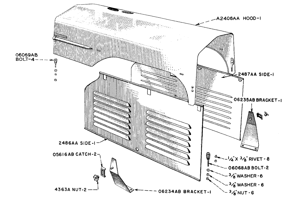 Схема запчастей Case IH LA-SERIES - (025) - ENGINE HOOD AND HOOD SIDES (09) - CHASSIS
