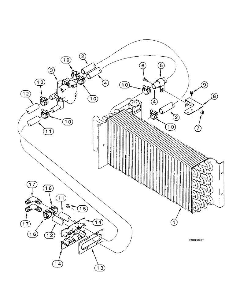 Схема запчастей Case IH 2166 - (9G-44) - HEATING SYSTEM, EVAPORATOR CORE TO CAB/CHASSIS CONNECTIONS (10) - CAB & AIR CONDITIONING