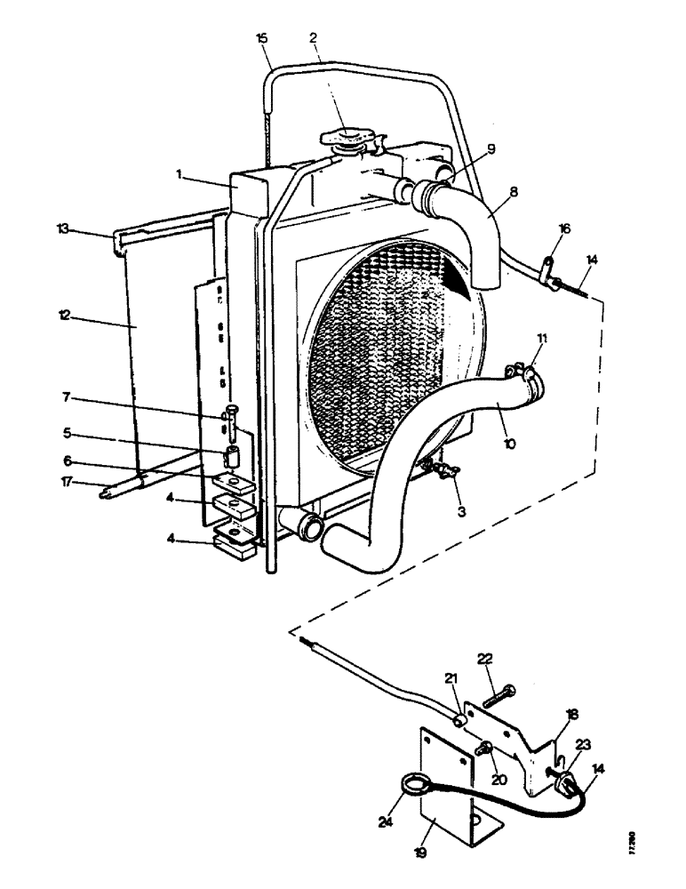 Схема запчастей Case IH 1212 - (A20) - ENGINE, RADIATOR AND BLIND, 1210 AND 1212 TRACTORS (01) - ENGINE