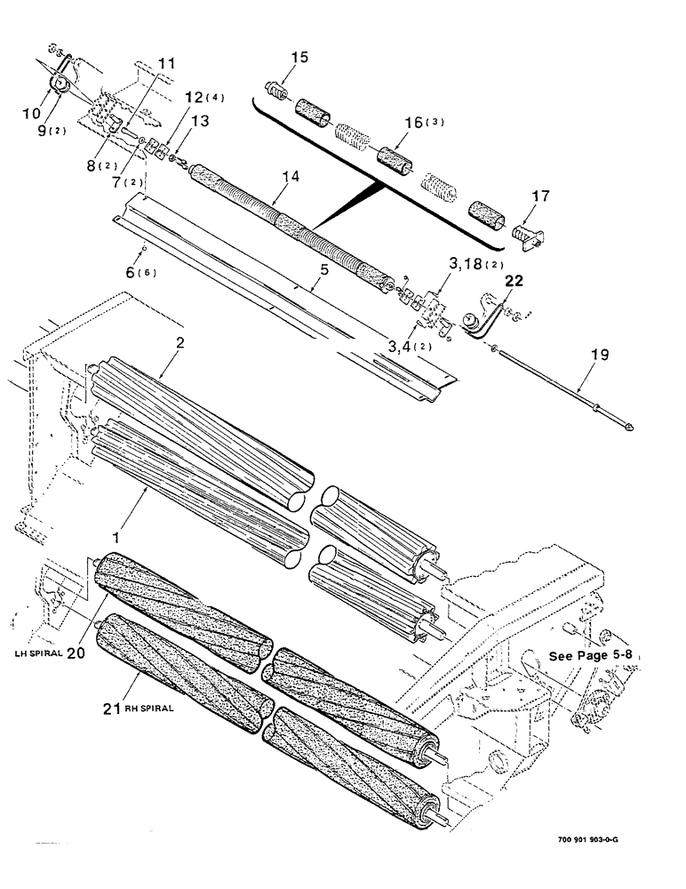 Схема запчастей Case IH 8330 - (5-04) - HAY CONDITIONER TENSIONER AND ROLLS ASM, MODEL 8330 ONLY (09) - CHASSIS