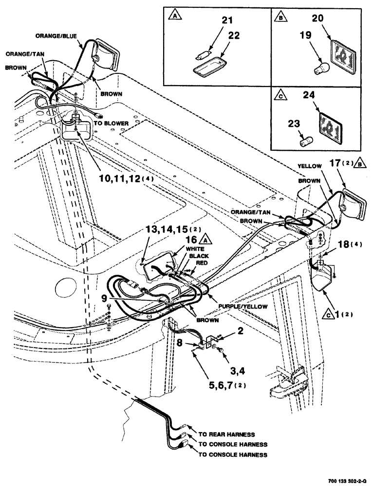 Схема запчастей Case IH 8880HP - (04-030) - CAB LIGHT ASSEMBLIES - REAR (55) - ELECTRICAL SYSTEMS