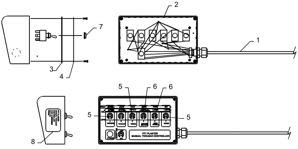 Схема запчастей Case IH 1250 - (55.424.07) - ELECTRICAL - MANUAL TOOLBAR CONTROLLER (55) - ELECTRICAL SYSTEMS