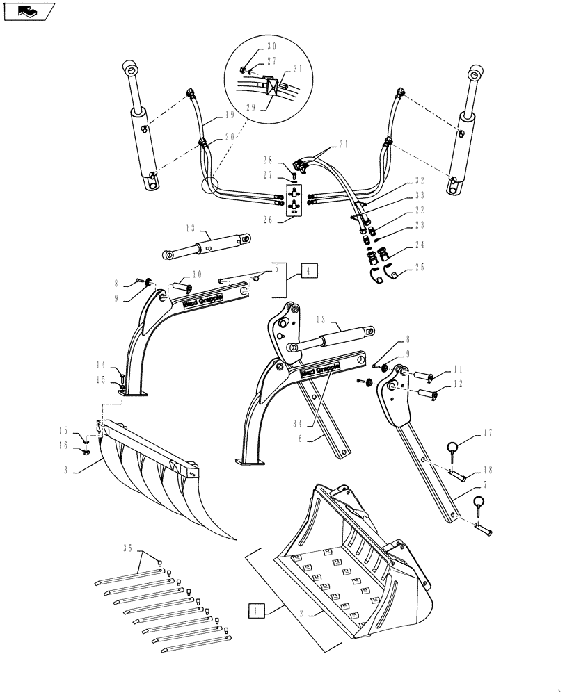 Схема запчастей Case IH L790 - (82.100.05) - MAXI GRAPPLE 260 WITH TINES (82) - FRONT LOADER & BUCKET