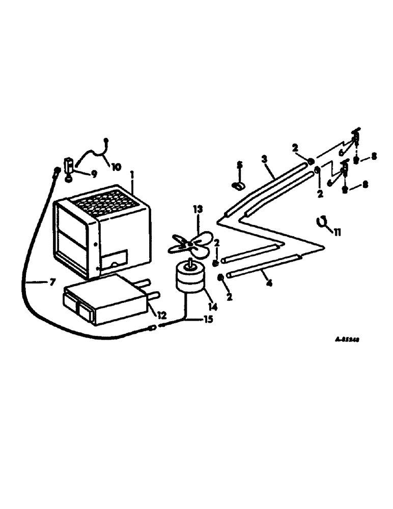 Схема запчастей Case IH 95 - (13-14) - SUPERSTRUCTURE, OPERATORS CAB, HEATER, HOSE, FITTING, AND VALVE, SERIAL NUMBER 1011 AND BELOW (05) - SUPERSTRUCTURE