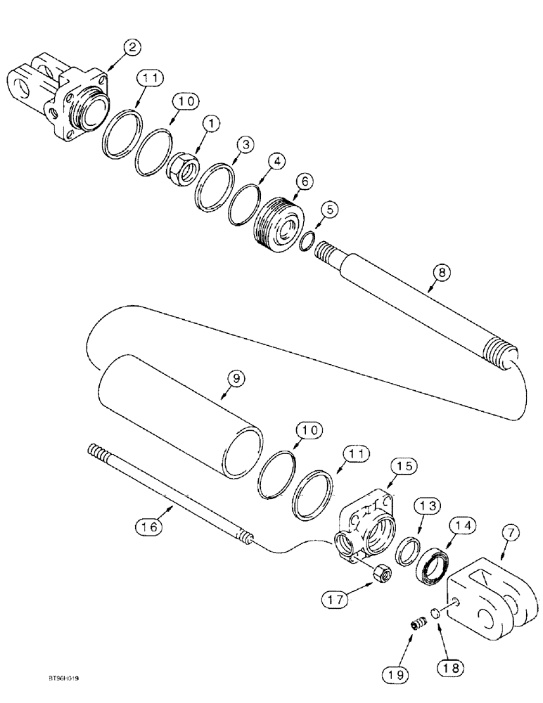 Схема запчастей Case IH 145 - (08-04) - ROLL OVER HYDRAULIC CYLINDER, WITH TIE BOLTS (08) - HYDRAULICS