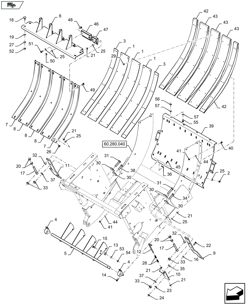 Схема запчастей Case IH LB324R - (60.280.050) - FEED CHAMBER, PLATES - C174 (60) - PRODUCT FEEDING