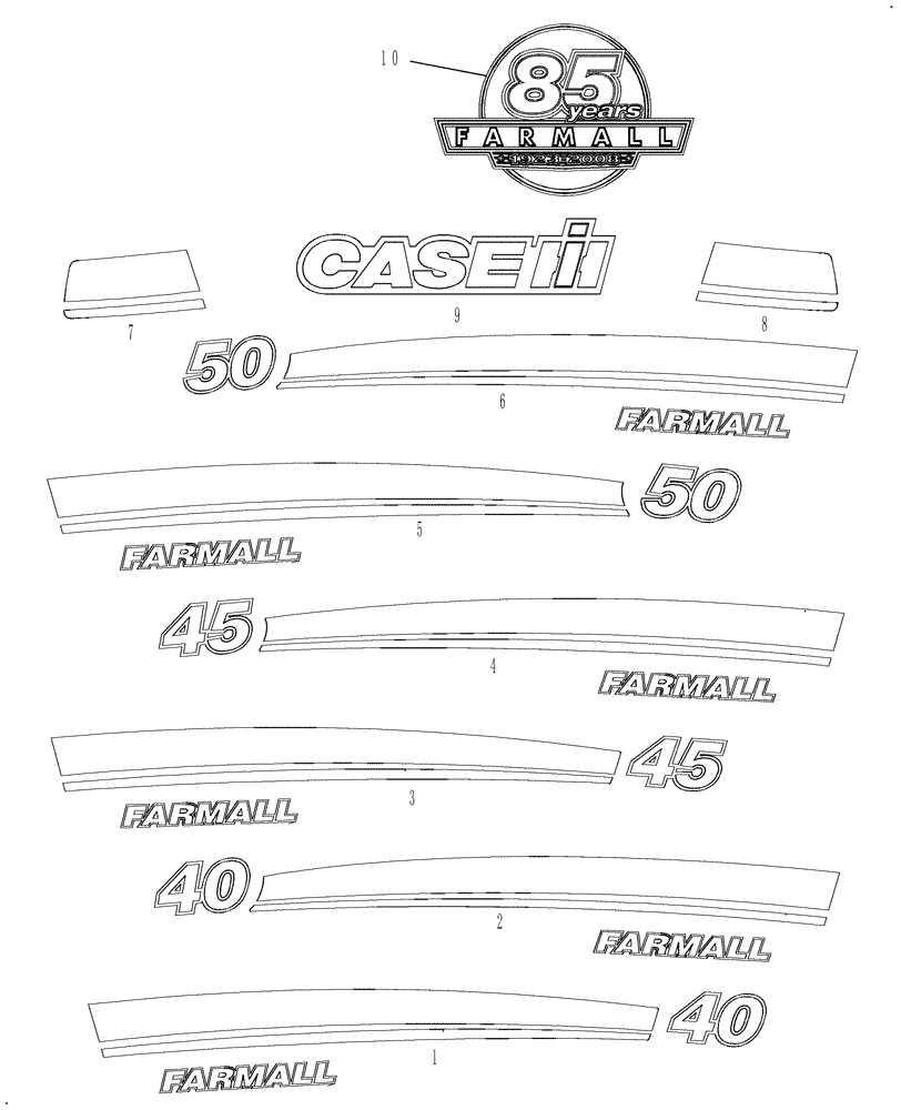 Схема запчастей Case IH FARMALL 45 - (08.07) - DECALS - IDENTIFICATION (08) - SHEET METAL