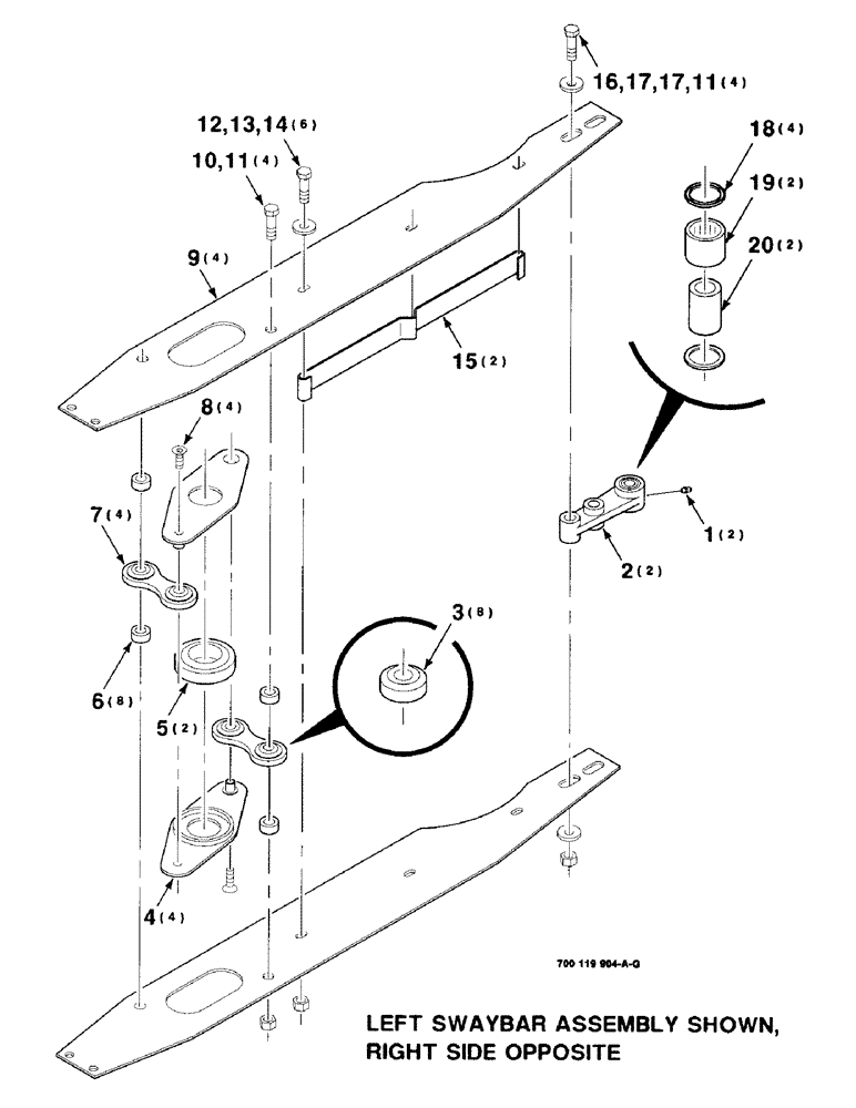 Схема запчастей Case IH 8820 - (5-14) - SWAYBAR ASSEMBLY, ALL HEADER LENGTHS, SERIAL NUMBER CFH0050001 THRU CFH0050871 (09) - CHASSIS