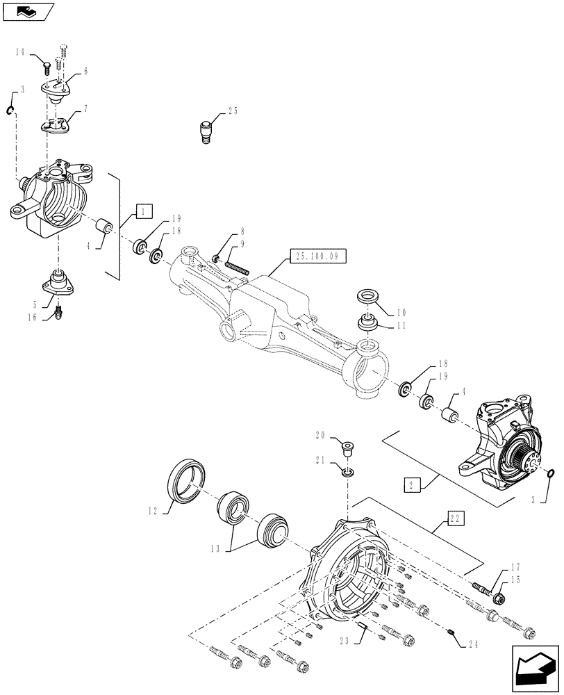 Схема запчастей Case IH PUMA 160 - (25.108.12) - VAR - 330430 - CL.4 FRONT AXLE W/ BRAKES- STEERING KNUCKLE - HUB (25) - FRONT AXLE SYSTEM