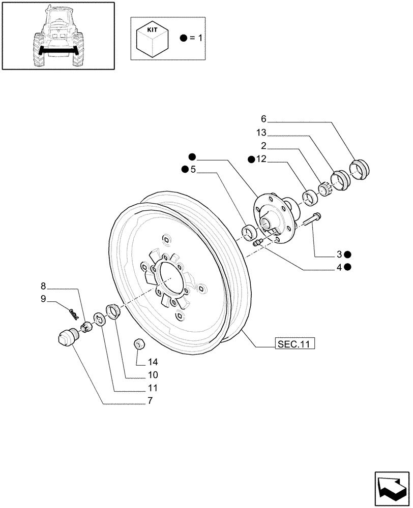 Схема запчастей Case IH MXU100 - (1.41.0/02[04]) - (VAR.102) 2WD FRONT AXLE - TOBACCO OUTFIT - HUB (04) - FRONT AXLE & STEERING