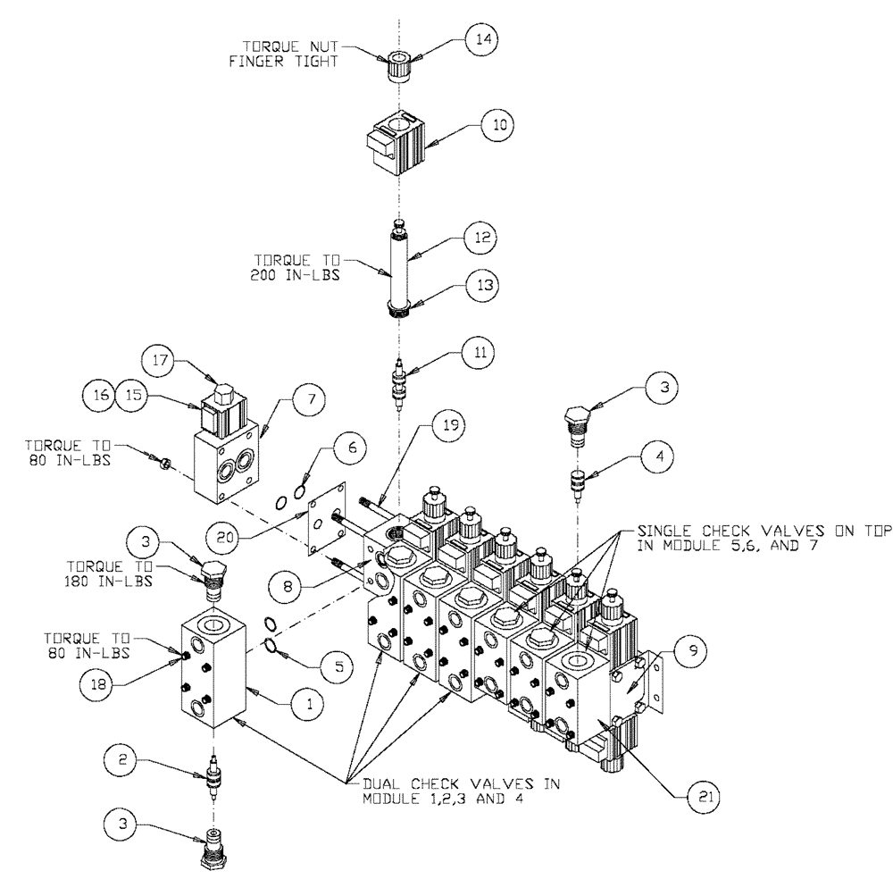 Схема запчастей Case IH SPX2130 - (06-013) - VALVE 7 - BANK DIRECTIONAL Hydraulic Plumbing
