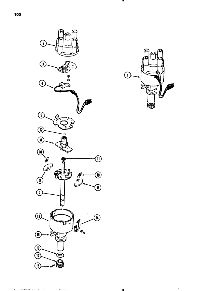 Схема запчастей Case IH 1845B - (100) - A137578 DISTRIBUTOR, 159 SPARK IGNITION ENGINE (04) - ELECTRICAL SYSTEMS