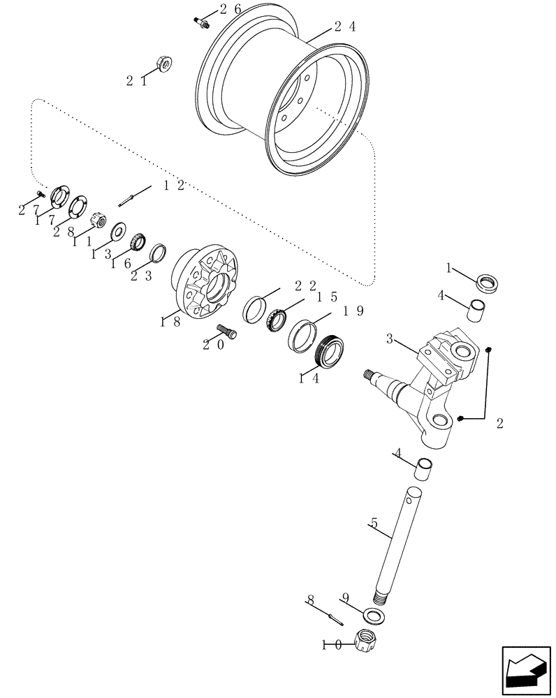 Схема запчастей Case IH 2588 - (44.151.10) - AXLE, ADJUSTABLE - STEERING KNUCKLE, HUB AND WHEELS (44) - WHEELS