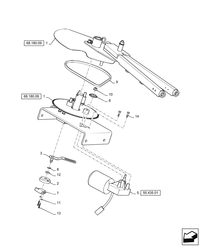 Схема запчастей Case IH RB455A - (68.180.10) - TWINE PIVOT ELECTRIC (68) - TYING/WRAPPING