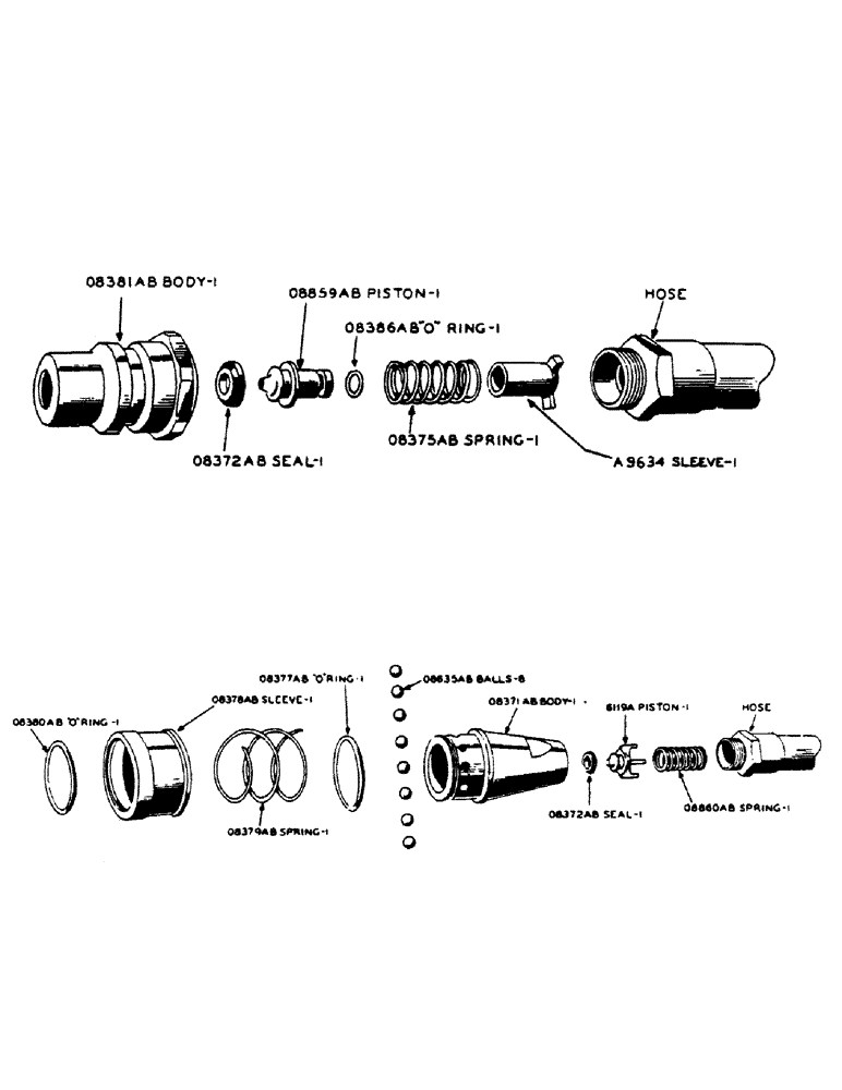Схема запчастей Case IH 400-SERIES - (214) - 4025AA BREAK-AWAY SELF SEALING COUPLING PLUG, 40266AA BREAK AWAY SELF SEALING SOCKET (08) - HYDRAULICS