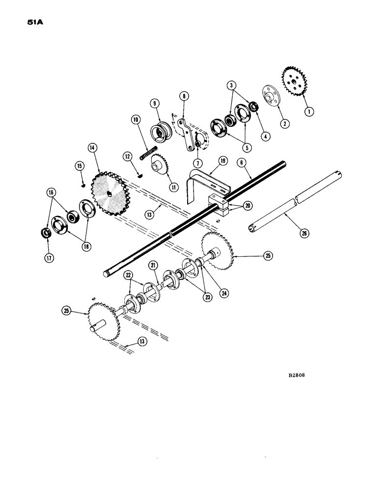 Схема запчастей Case IH 1660 - (051A) - MAIN HEADER DRIVE JACKSHAFT, 20 FT. HEADER (58) - ATTACHMENTS/HEADERS