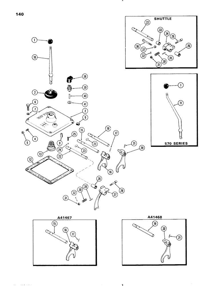 Схема запчастей Case IH 470 - (140) - GEAR SHIFT COVER, 4 SPEED (06) - POWER TRAIN
