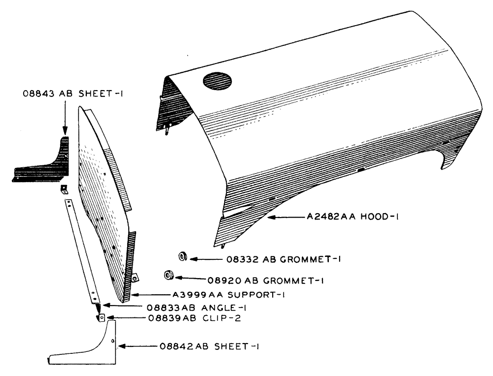 Схема запчастей Case IH LA-SERIES - (026) - ENGINE HOOD AND HOOD EXTENSION SHEETS FOR LP - GAS TRACTOR (09) - CHASSIS