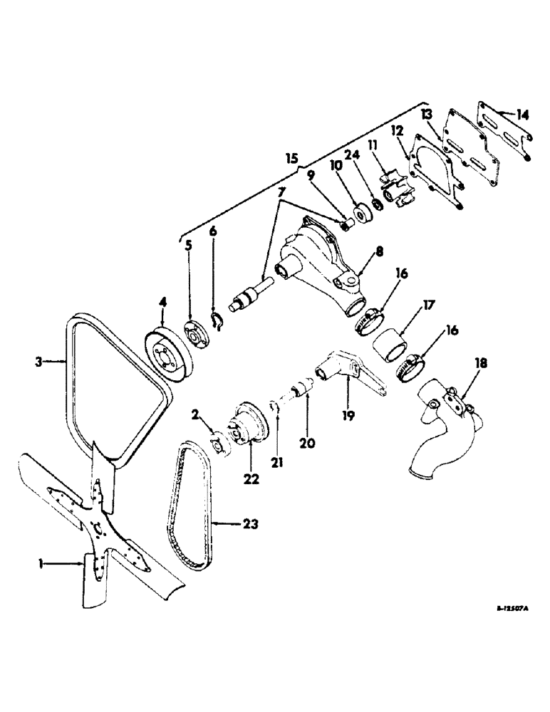 Схема запчастей Case IH 303 - (393) - C-221 ENGINE, 3-9/16 X 3-11/16, FAN AND WATER PUMP (10) - ENGINE