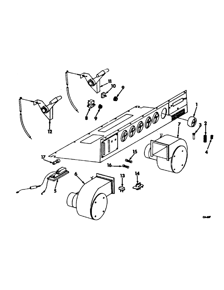 Схема запчастей Case IH 915 - (N-08) - PARTS ACCESSORIES AND ATTACHMENTS, OPERATORS CAB PRESSURIZER, SERIAL NO. 1864 AND BELOW Accessories & Attachments
