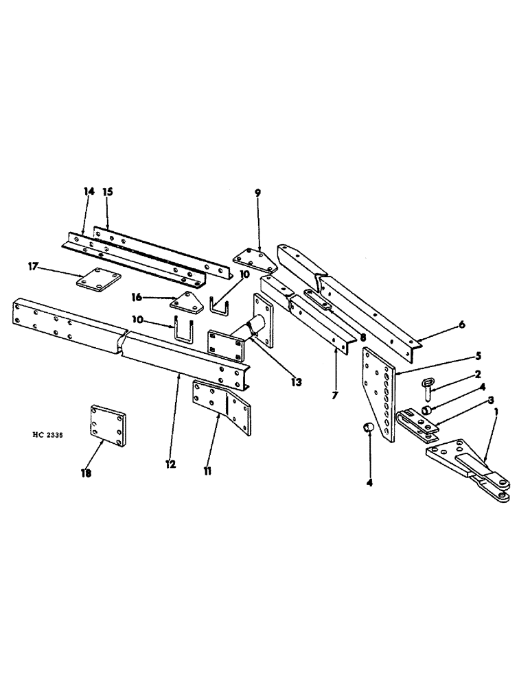 Схема запчастей Case IH 55 - (D-08) - TRACTOR HITCH, 16 FOOT MODEL 