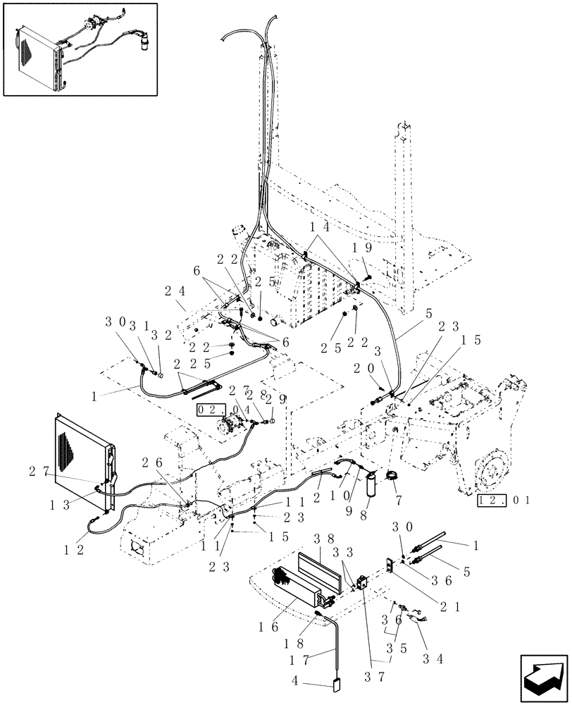 Схема запчастей Case IH WDX1002S - (10.10[2]) - AIR CONDITIONING LINE (10) - OPERATORS PLATFORM/CAB