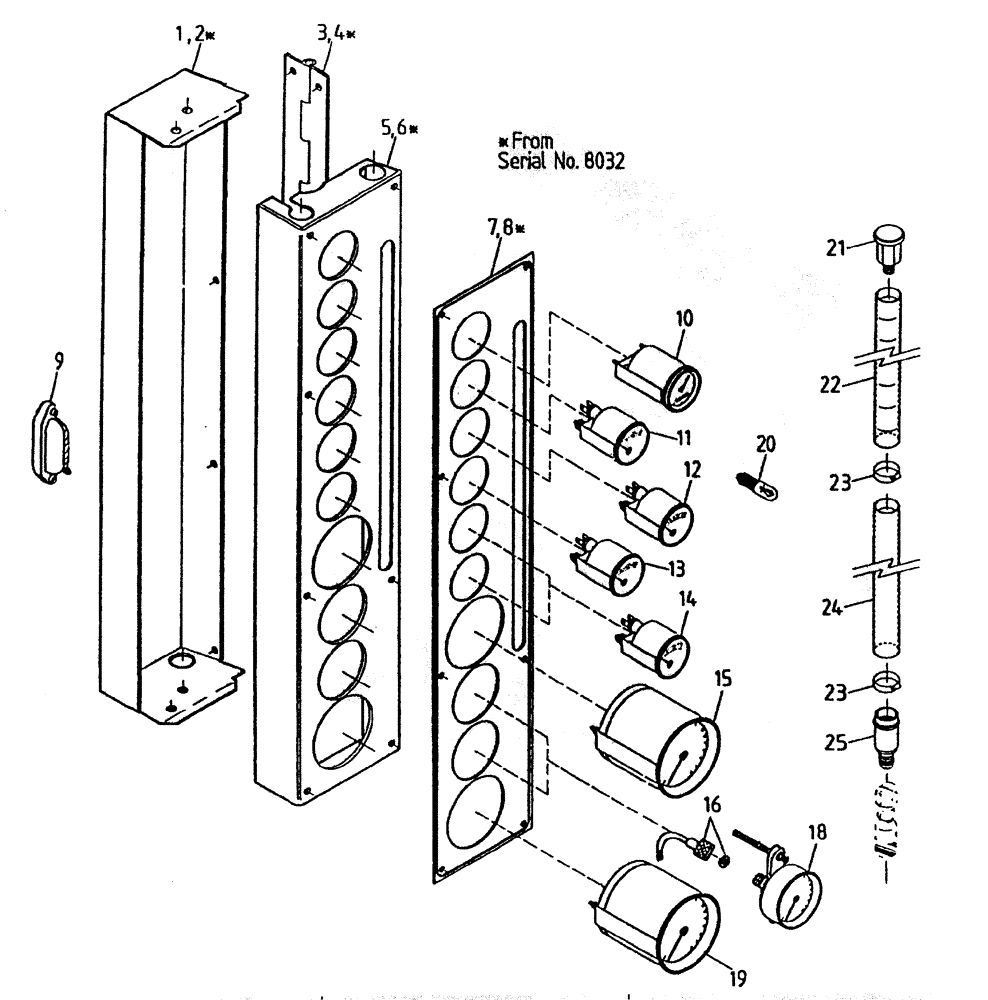 Схема запчастей Case IH 7000 - (A05-25A) - CABIN INSTRUMENT PANEL, SERIAL #7908 AND ONWARDS Mainframe & Functioning Components