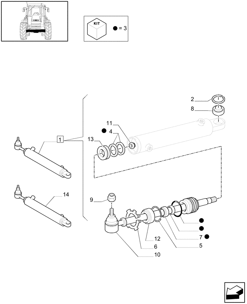 Схема запчастей Case IH JX75 - (1.63.5/ A) - STEERING CONTROL CYLINDER - BREAKDOWN (04) - FRONT AXLE & STEERING