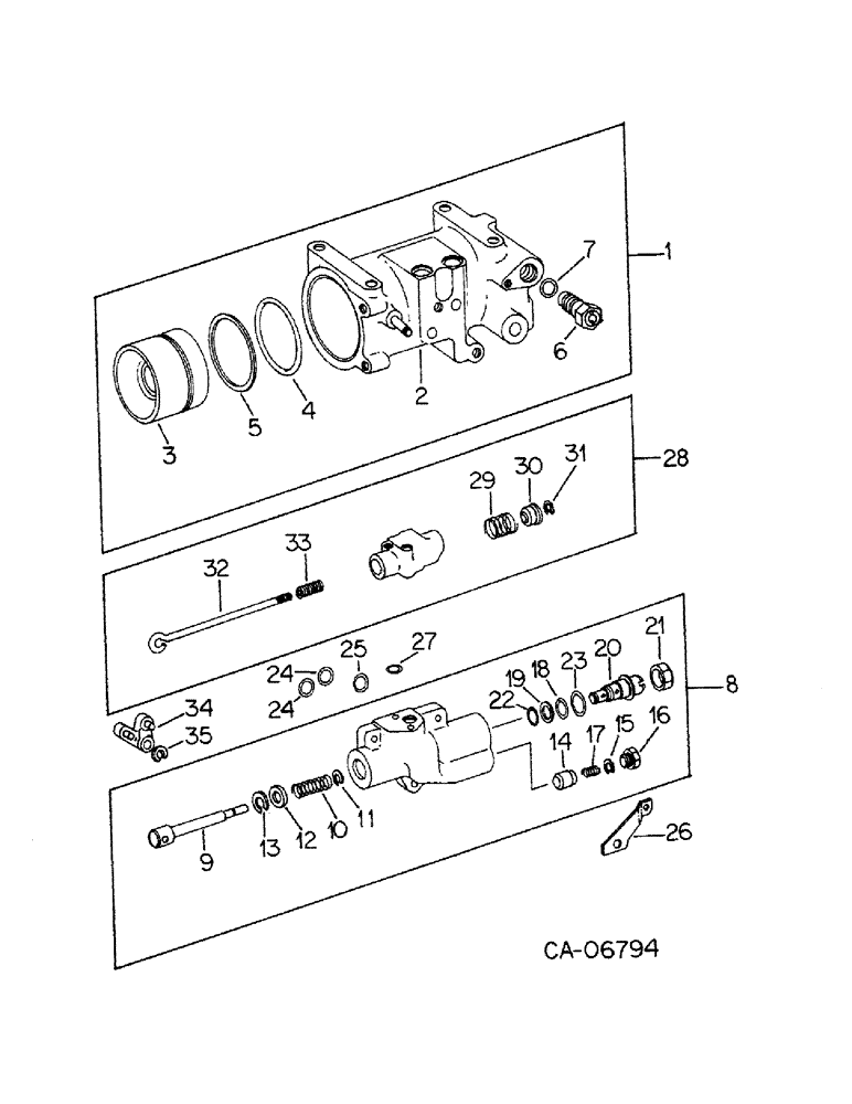 Схема запчастей Case IH 1486 - (10-34) - HYDRAULIC, DRAFT CONTROL CYLINDER AND VALVE (07) - HYDRAULICS