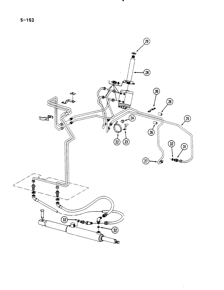 Схема запчастей Case IH 485 - (5-152) - POWER STEERING AND HEAVY DUTY FRONT AXLE AND FABRICATED BOLSTER, ALL PRIOR TO P.I.N. 18001 (CONTD) (05) - STEERING
