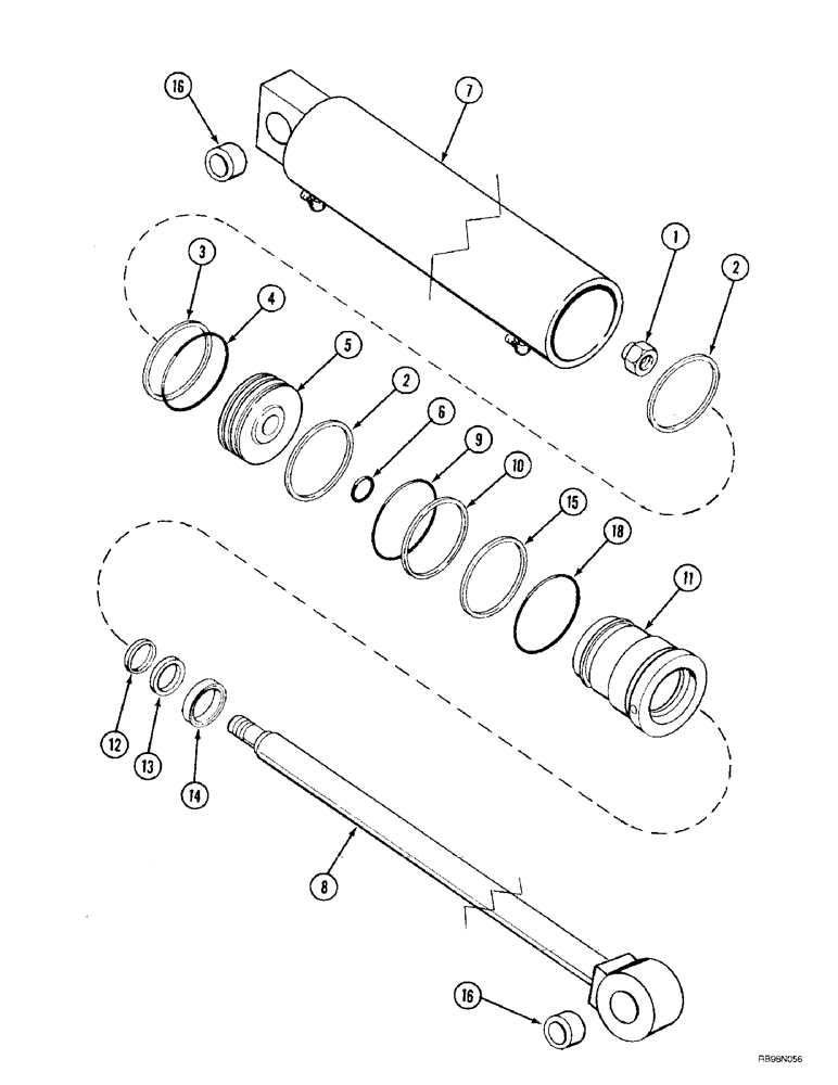 Схема запчастей Case IH L400 - (8-54) - CYLINDER ASSY, BUCKET, L450, 63.5 MM (2.5 INCH) ID X 445 MM (17.5 INCH) STRK (08) - HYDRAULICS
