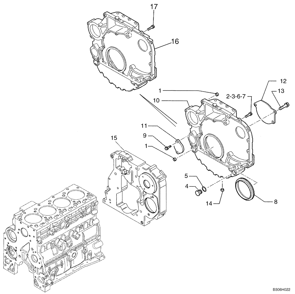 Схема запчастей Case IH 450CT - (02-14) - FLYWHEEL HOUSING (02) - ENGINE