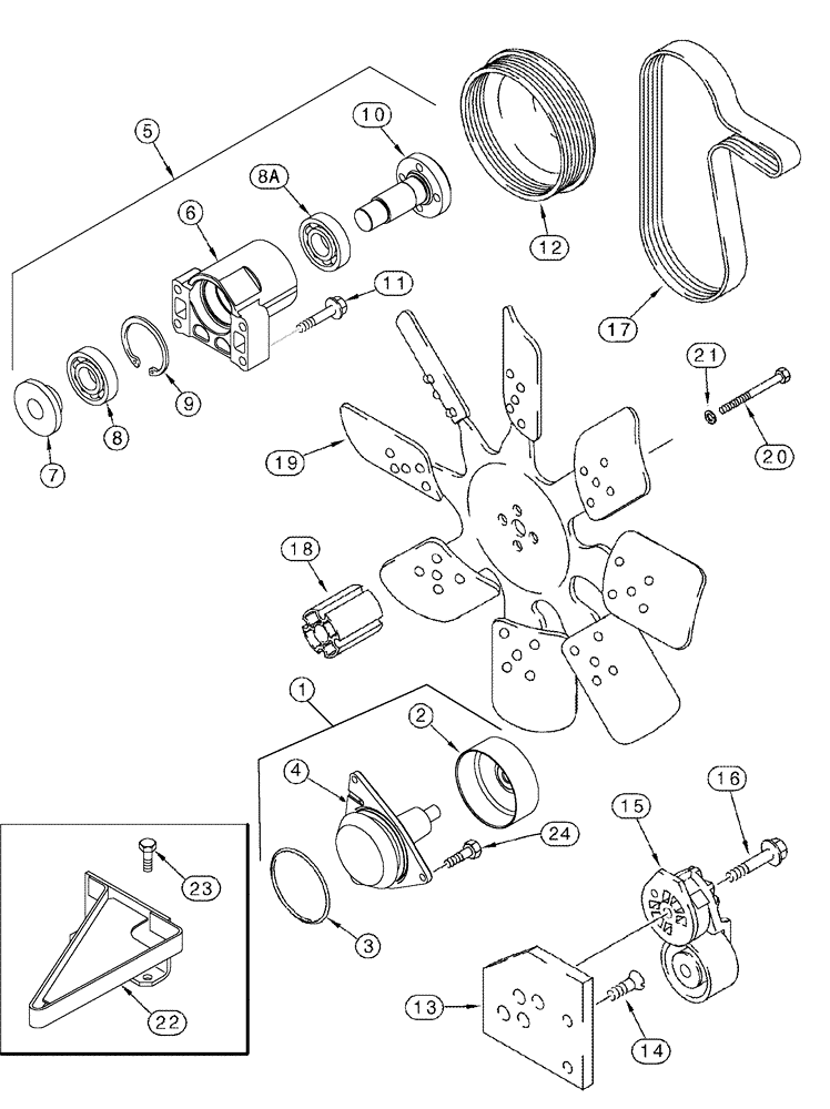 Схема запчастей Case IH 2377 - (02-02) - WATER PUMP SYSTEM (01) - ENGINE